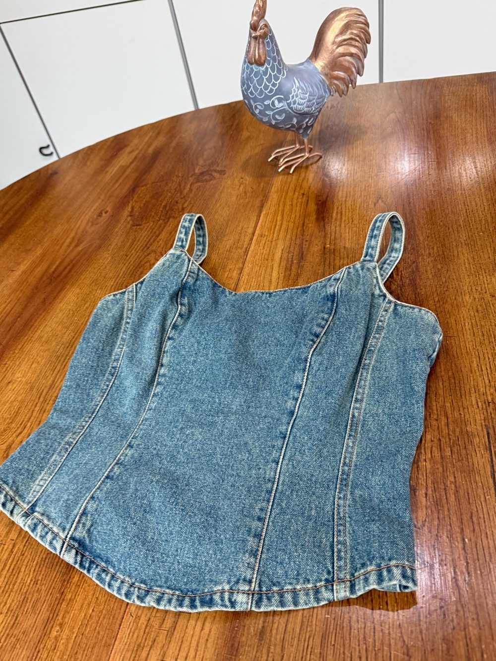 Vintage Y2K Jeanology Denim Corset Top Medium Wash Zip Back Bustier Cami Size 10 - Picture 12 of 12